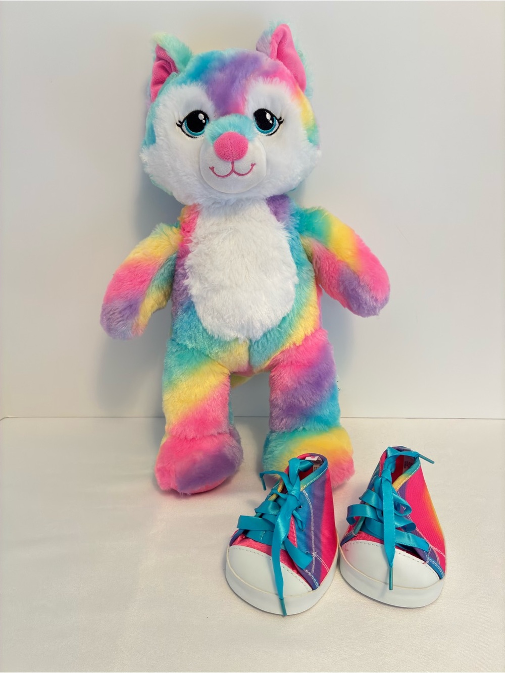 Build-A-Bear Great Wolf Lodge Rainbow Wolf Plush With Rainbow High-Tops
